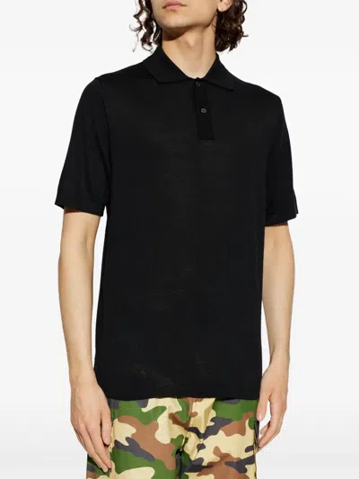 Samsoe & Samsoe Buttoned Collar Polo Shirt In Black