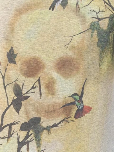 骷髅头与鸟印花T恤
