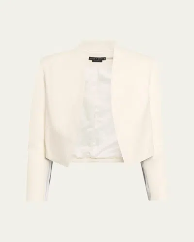 Alice And Olivia Harvey Draped Open-front Leather Jacket In White