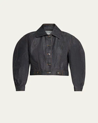 Givenchy Womens Dark Blue Reversed Cocoon-shape Denim Jacket In Blue