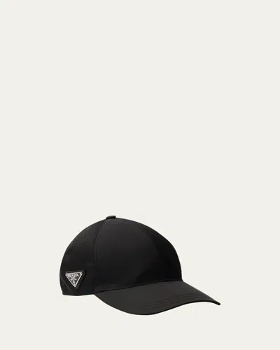 Prada Womens Black Logo-plaque Nylon Baseball Cap In Black