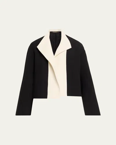 Loro Piana Contrast-panel Notched-lapel Jacket In Black