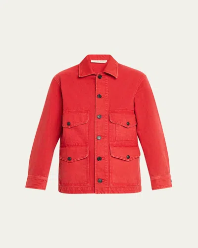 Nili Lotan Leroy Cotton Twill Utility Jacket In Red
