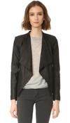 Bb Dakota 'kenrick' Drape Neck Leather Jacket In Black