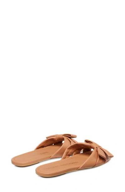 Stuart Weitzman Sofia Bow Slide Sandal In Brown