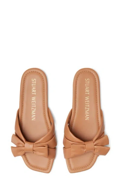 Stuart Weitzman Sofia Bow Slide Sandal In Brown