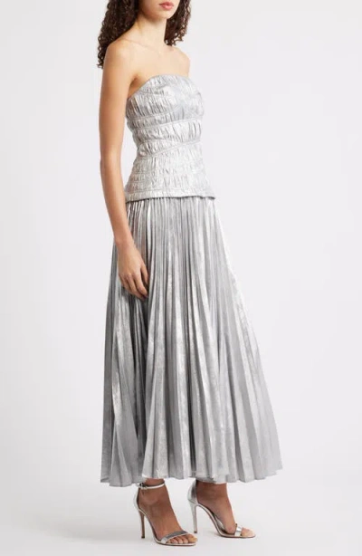 Acler Rockland Strapless Midi Dress In Gray