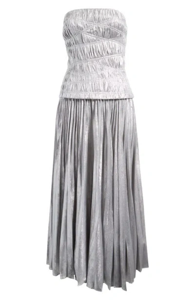 Acler Rockland Strapless Midi Dress In Gray