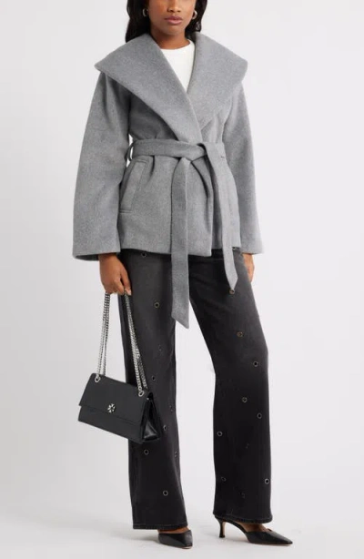Open Edit Wrap Robe Coat In Gray