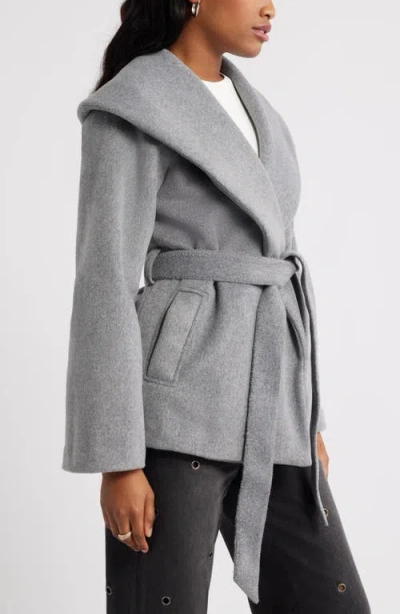 Open Edit Wrap Robe Coat In Gray