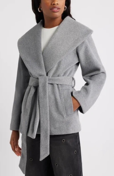 Open Edit Wrap Robe Coat In Gray