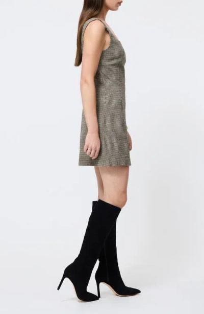 French Connection Houndstooth Sleeveless Button Front Minidress In Multi