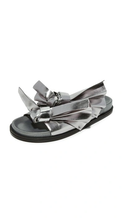 Cedric Charlier Tie Knot Detail Sandals In Silver