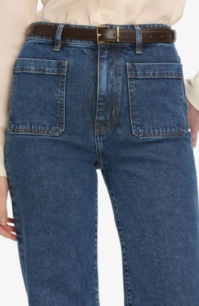 Frame Womens Palazzo Patch-pockets Wide-leg High-rise Stretch-organic-denim Blend Jeans Cursive