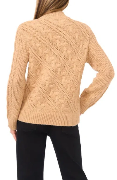 Halogen ® Diagonal Cable Mock Neck Sweater In Neutral