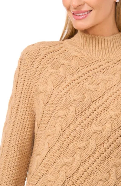 Halogen ® Diagonal Cable Mock Neck Sweater In Neutral