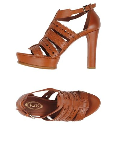 Shop Tod's Sandals In Brown