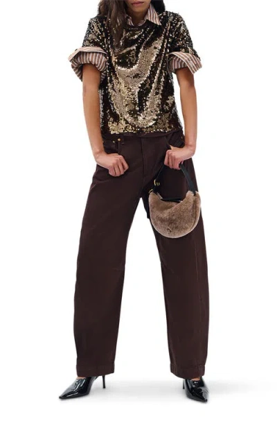 Rag & Bone Lucy Sequin Tee Coffee In Brown