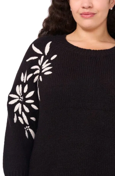 Halogen ® Embroidered Floral Sweater In Black