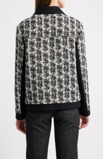 Hugo Boss Regular-fit Blazer In Patterned Feather Tweed In Black