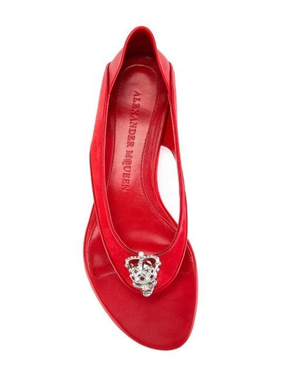 Shop Alexander Mcqueen King And Queen Skull Sandals In Red