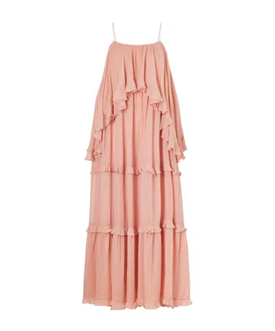 Zimmermann Luna Ruffled Georgette Midi Dress In Pink
