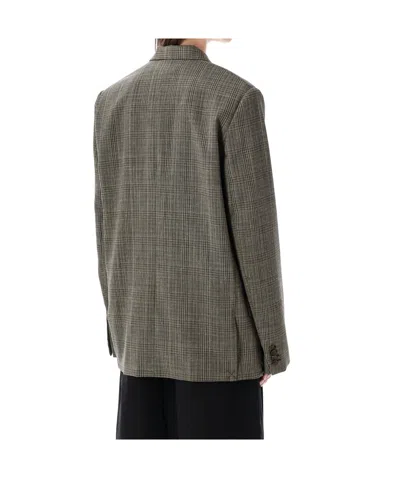 Soeur Checked Wool Blend Oversized Tailoring Blazer In Gray