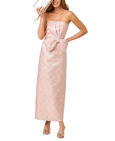 Lilly Pulitzer Tiernan Strapless Maxi Dress In Conch Shell Pink Ritsy Ditsy Metallic Brocade In Multi