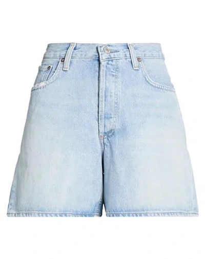 Agolde Urban Baggy Denim Shorts With Belt Loops In Blue