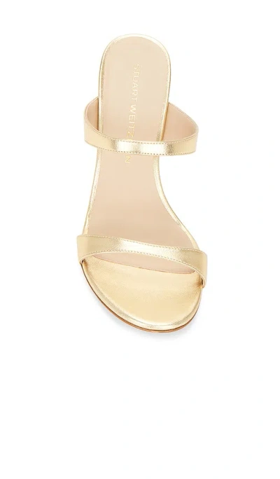 Stuart Weitzman Nudist Metallic Leather Slide Sandals In Gold