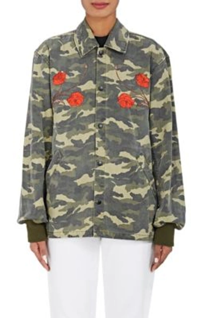 Opening Ceremony Tigers Coach Appliquéd Camouflage-print Cotton-canvas Jacket In Army Green Multi