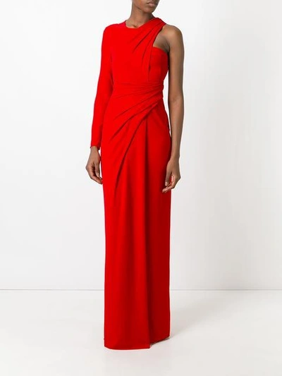 Alexander Wang Asymmetric One-sleeve Bustier Gown, Vermillion | ModeSens