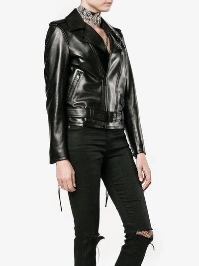 Shop Saint Laurent L17 Motorcycle Jacket In Black