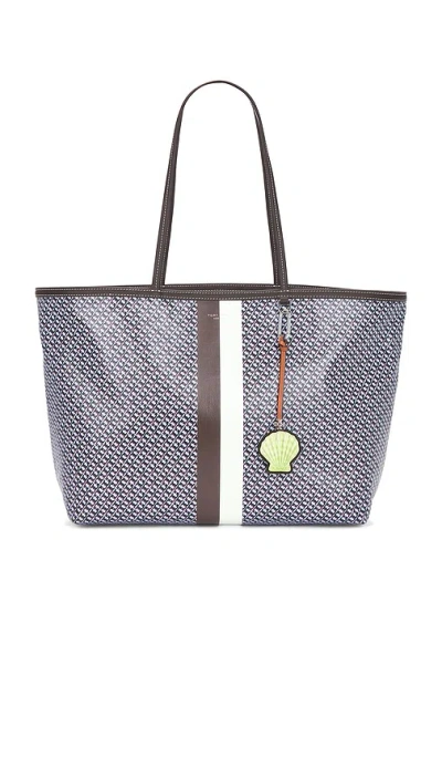 Tory Burch Shell-motif Leather Keyring In Green