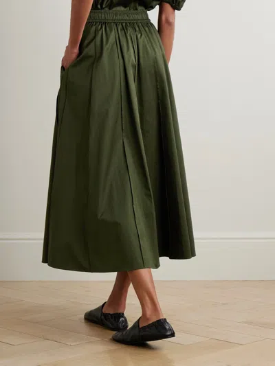 Joseph Womens Palm Leaf Manar Elasticated-waist Cotton-sateen Midi Skirt In Green
