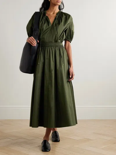 Joseph Womens Palm Leaf Manar Elasticated-waist Cotton-sateen Midi Skirt In Green