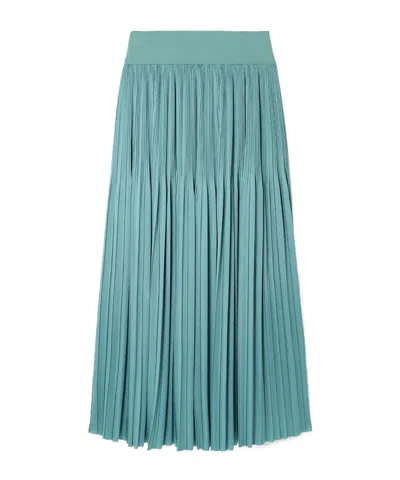 Joseph Rabat Stretch Knit-trimmed Pleated Satin Midi Skirt In Green