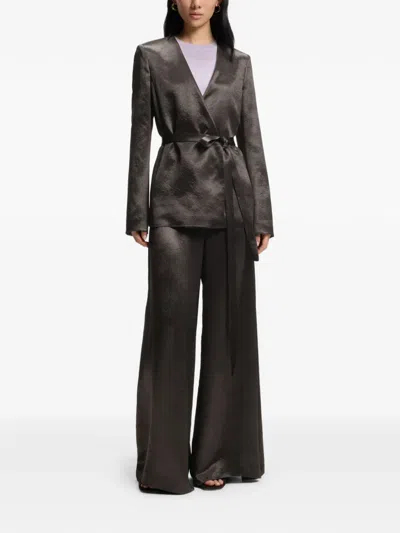 Hugo Boss Relaxed-fit Trousers In Lustrous Twill In Black