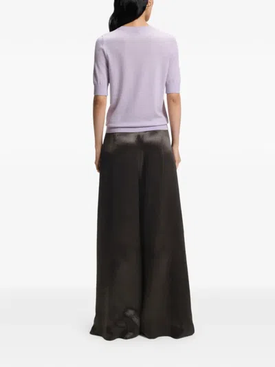 Hugo Boss Relaxed-fit Trousers In Lustrous Twill In Black