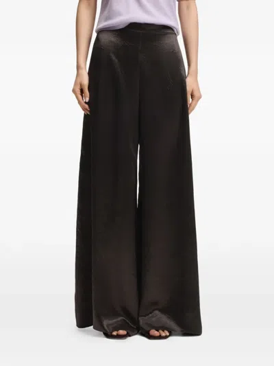 Hugo Boss Relaxed-fit Trousers In Lustrous Twill In Black