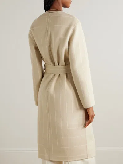 Joseph Scheffer Belted Striped Coat In Neutral