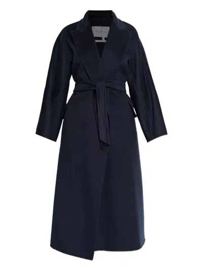 Max Mara Belted Coat In Blue