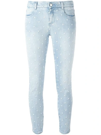 Stella Mccartney Star-embroidered Skinny-leg Boyfriend Jeans In Light Blue