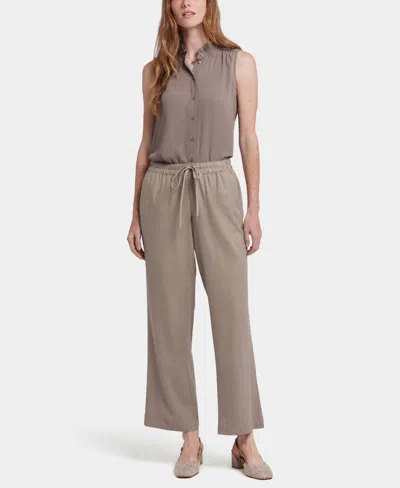 Nydj Petite Relaxed Drawstring Pull-on Pants In Brown