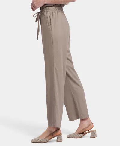 Nydj Petite Relaxed Drawstring Pull-on Pants In Brown