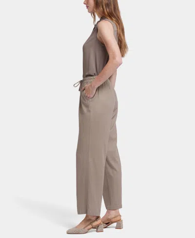 Nydj Petite Relaxed Drawstring Pull-on Pants In Brown