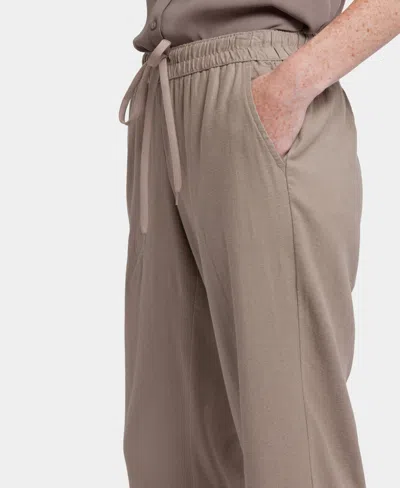Nydj Petite Relaxed Drawstring Pull-on Pants In Brown