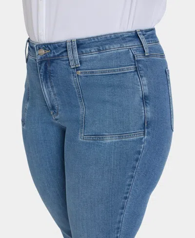Nydj Plus Size Marilyn Straight Front Patch Pockets Jeans In Blue