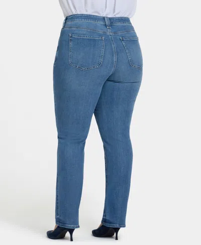 Nydj Plus Size Marilyn Straight Front Patch Pockets Jeans In Blue