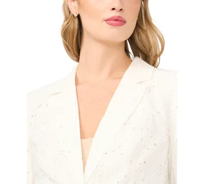 Cece Womens Collared Long Sleeve Blazer Pull On Shorts In White